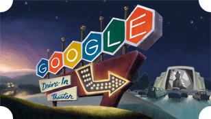 Google Doodle commemorating drive-in theaters