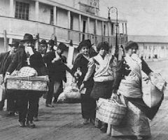 Immigrants arriving at Ellis Island